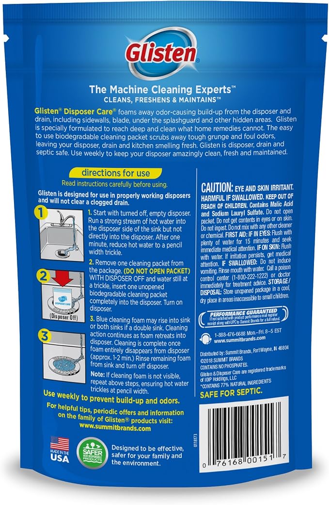 Glisten Disposer Care Foaming Cleaner 2-Pack and Plink Deodorizer Capsules 2-Pack