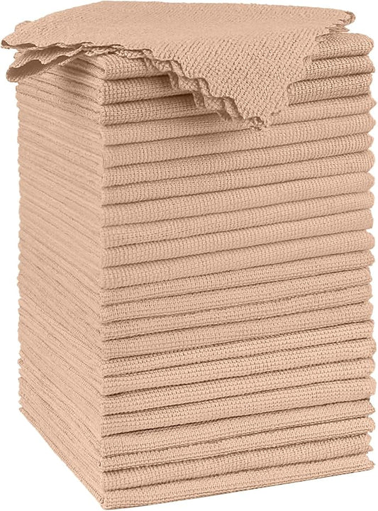Orighty Microfiber Cleaning Cloth - 24 Pack, Brown Cleaning Rags 12x11 inch | Microfiber Towels for Cars, Highly Absorbent Household Cleaning Supplies, Reusable Lint Free Cloths for House, Kitchen