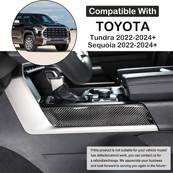 Real Carbon Fiber Center Console Gear Control Panel Side Strip Cover Trim Fit Toyot@a Tundra/Sequoia 2022-2024 Car Inner Center Console Gear Box Side Panel Protect Sticker Moulding Strip Accessories
