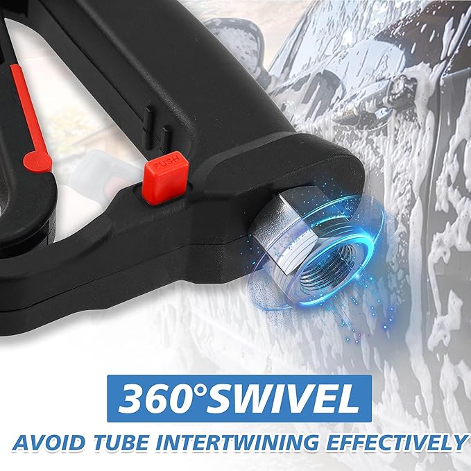 RIDGE WASHER Pressure Washer Gun 5000 PSI with Nozzle Bracket | 12 GPM, Tigger Gun with 1/4" Quick Connector, 360° Swivel 3/8" NPT Thread, M22-14mm & M22-15mm Fitting