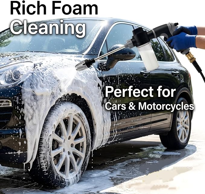 Pressure Washer Wand Gun with Adjustable Spray Nozzle, Stainless Steel High Pressure Water Gun with Multiple Spray Tips for Car, Window, Deck and Patio Cleaning