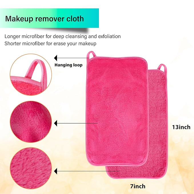 Nugilla Makeup Remover Cloths, 8 Packs Makeup Remover Towels Reusable Face Wash Cloth, Soft Microfiber Face Cloth for Women