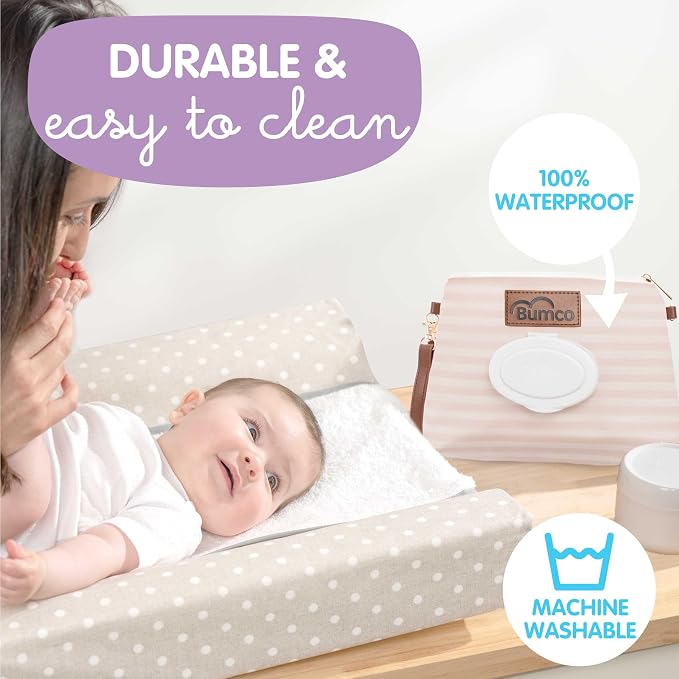Bumco Diaper Clutch Bag - Portable Wipes Dispenser & Diaper Holder, Airtight Travel Baby Wipes Case, Wipe Dispenser Travel Baby Wipes Dispenser On the Go, Diaper Wristlet