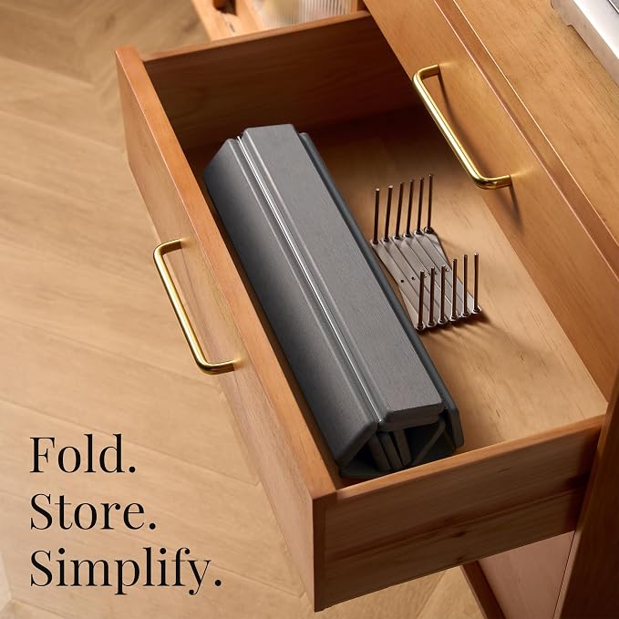 Diatomaceous Stone Dish Drying Mat with Collapsible Steel Rack - Quick Dry Kitchen Counter Set, Space Saving Foldable Dryer