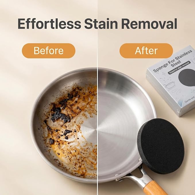 3PCS Steel Sponge for Stainless Steel Pans, Flexible Stainless Steel Sponge Heavy Duty Metal Sponge, Cuttable Non-Scratch Pads Remove Burnt Stains for Stainless Steel Cookware & Kitchen Pots