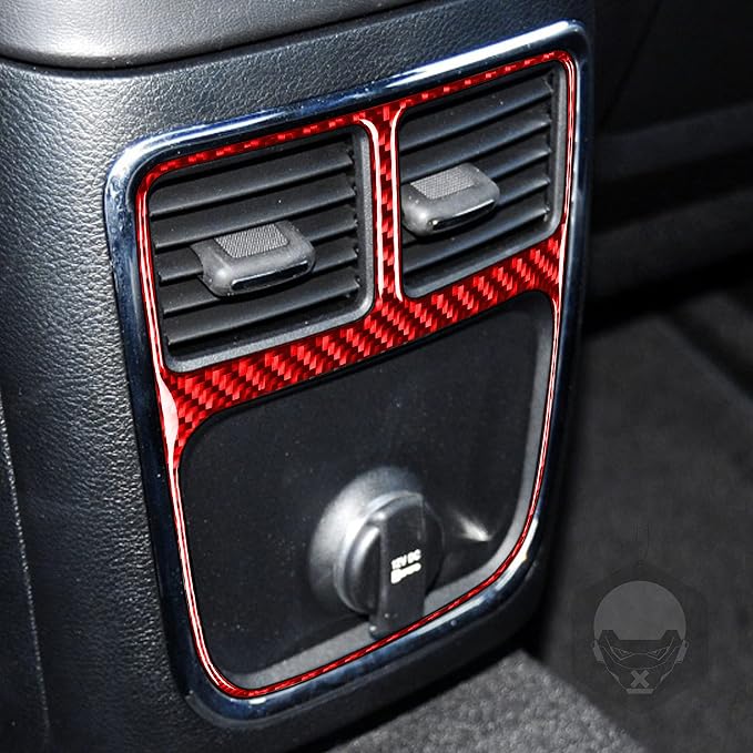 Rear Vent Inner Frame Fit for Dodge Charger/Chrysler 300 2011-2023 | Real Carbon Fiber | Accessories | Rear Vent Inner Frame Trim Sticker | Thick Overlay | Self-adhesive | Red