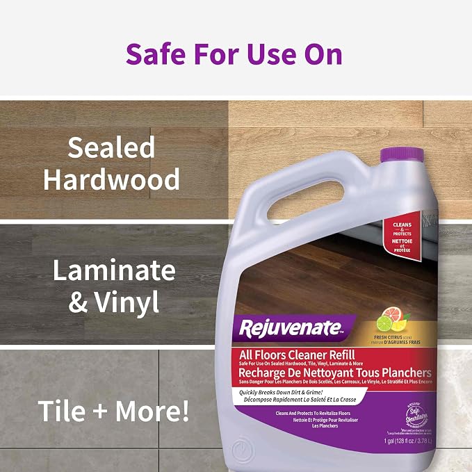 Rejuvenate All Floors Cleaner Refill, 1 Gallon, Breaks Down Dirt and Grime, Cleans and Protects Floors Throughout Your Home, Including Sealed Hardwood, Tile, Vinyl, Laminate and More | Safe on Sealed Hardwood, Laminate & More, Breaks Down Dirt & Grime,...