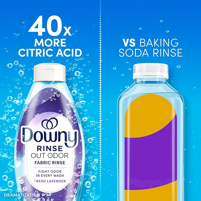 Downy RINSE & REFRESH Laundry Odor Remover and Fabric Softener, Fresh Lavender, 48 fl oz, Safe on ALL Fabrics, Gentle on Skin, HE Compatible