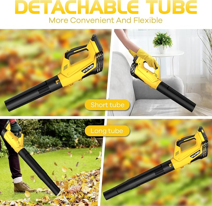 Leaf Blower, Electric Cordless Leaf Blower with 2 Batteries and Charger, 2 Speed Mode, Lightweight Cordless Blower for Blowing Leaves, Patio Cleaning, Blowers for Lawn Care and Dust