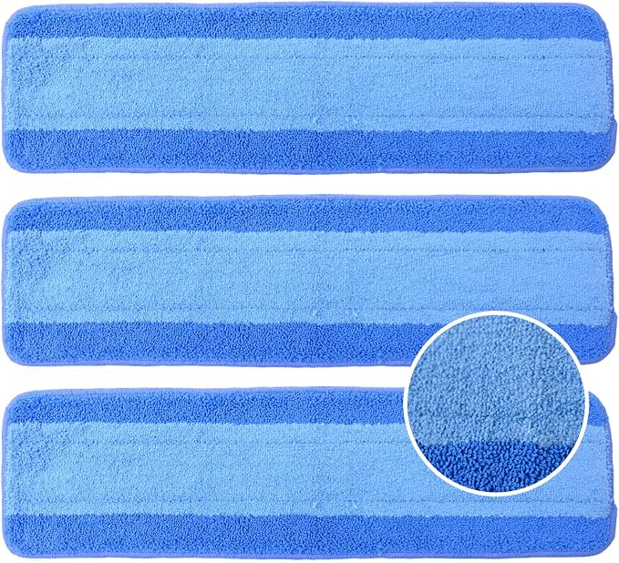 3 Pack Microfiber Cleaning Pads Compatible with Bona Mop Replacement Pad | 18 Inch Spray Mop Pad Refills, Machine Washable Reusable, Hardwood & Hard Floors, Clean Pet Hair & Dust, Highly Absorbent