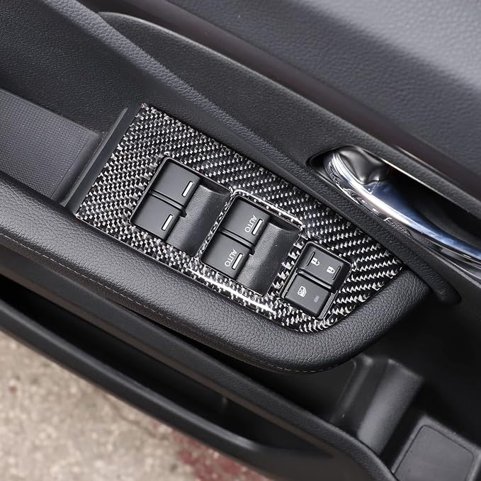 Car Window Lift Switch Cover for Honda Pilot 2016-2022/ Passport 2019-2023, Interior Window Switch Button Panel Decoration Frame Cover, Carbon Fiber (Glass Lift Switch Frame)