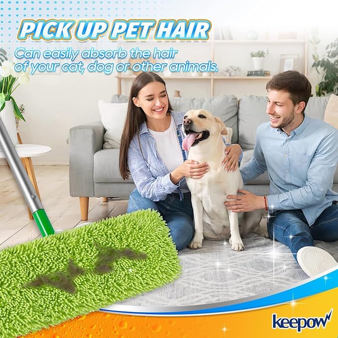 KEEPOW XL Mop Pads Compatible with Swiffer XL Sweeper, 5 Pack Multicolor | X-Large Dry Sweeping Cloths, XL Wet Pads Refills, Reusable Microfiber Heavy Duty Wet Mopping Cloths for Floor Cleaning
