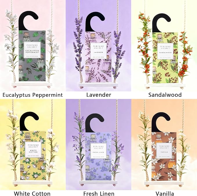 Rose Cottage Large 12 Packs Closet Deodorizer Freshener Closet Air Freshener Home Scented Sachets Room Freshener Scents Air Freshener Closet Odor Eliminator 4 Scents Floral