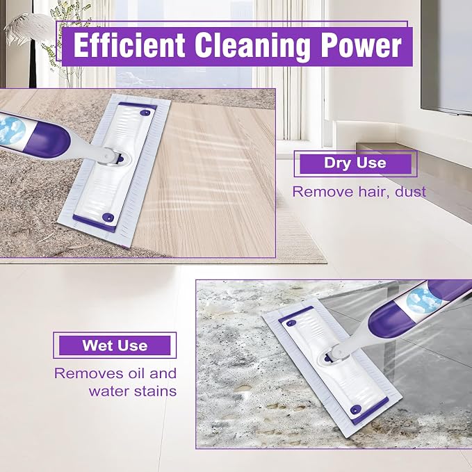 40 Pack Disposable Power Mop Refills Pads Compatible with Swiffer Power Mop | Spray Wet Pads Refill,Wet and Dry Use，Disposable Spray Mopping Pads Refills for Multi-Surface Floor Cleaning