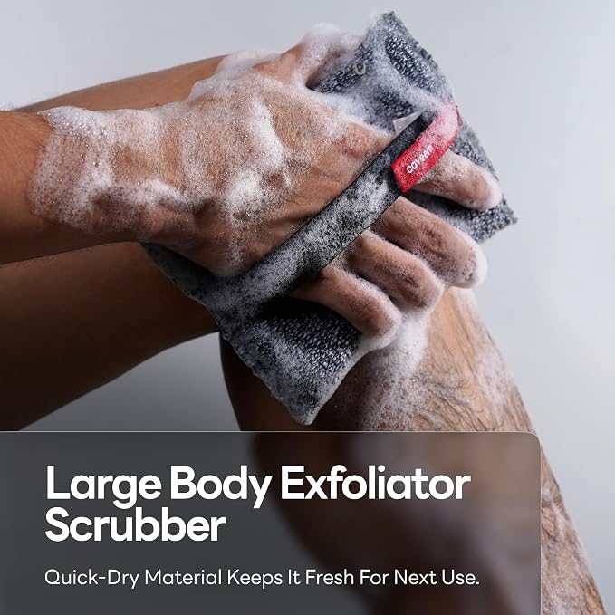 Caveem Exfoliating Body Scrubber, Rough Exfoliation Body Exfoliator Sponge for Remove Dead Skin, Body Exfoliating Sponges, Bath and Body Exfoliate Buffer, Mens and Womens Sponge for Shower (2 Pack)