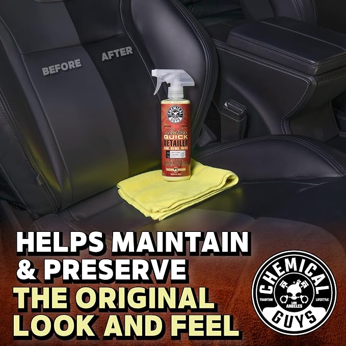 Chemical Guys, Leather Quick Detailer, Cleaner & Conditioner Spray, 16 oz | Quick spray cleans and conditions seats, furniture and apparel, safe on natural, synthetic and faux leather