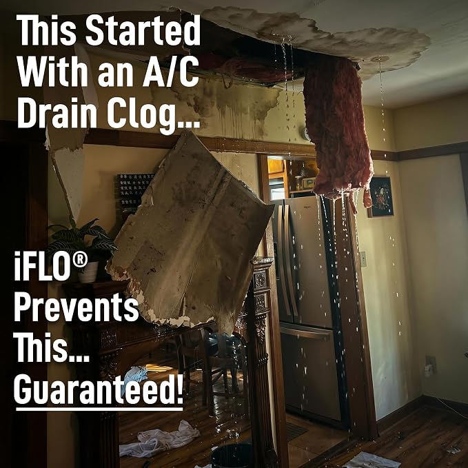 iFLO® Smart A/C Drain Line and Drain Pan Cleaner for HVAC System, Clog-Free, Easy Installation & App-Controlled Air Conditioner Maintenance, Includes 36oz Cleaner Cartridge Concentrate, 6 Month Supply