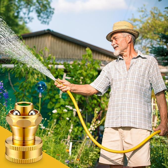 Hotop 9 Pack Big Shot Nozzle Power Brass Hose Nozzle Adjustable Twist Sprayer for Garden (3/4 Inch)