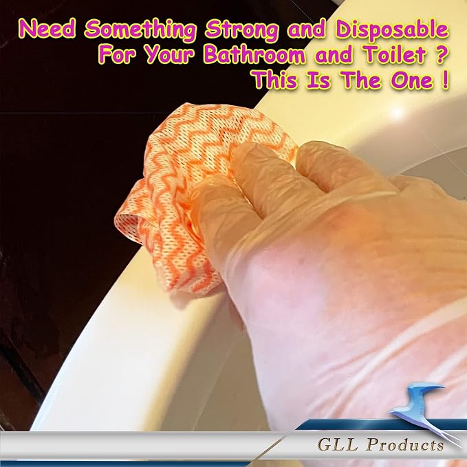 GLL Disposable Cleaning Cloths Wipe Roll, Dish Wash Cloths, Cleaning Washcloth Towel for Kitchen Bathroom Furniture and Car, One-Hand Tearing (Pack of 3-Rolls, 150-Sheets Total)