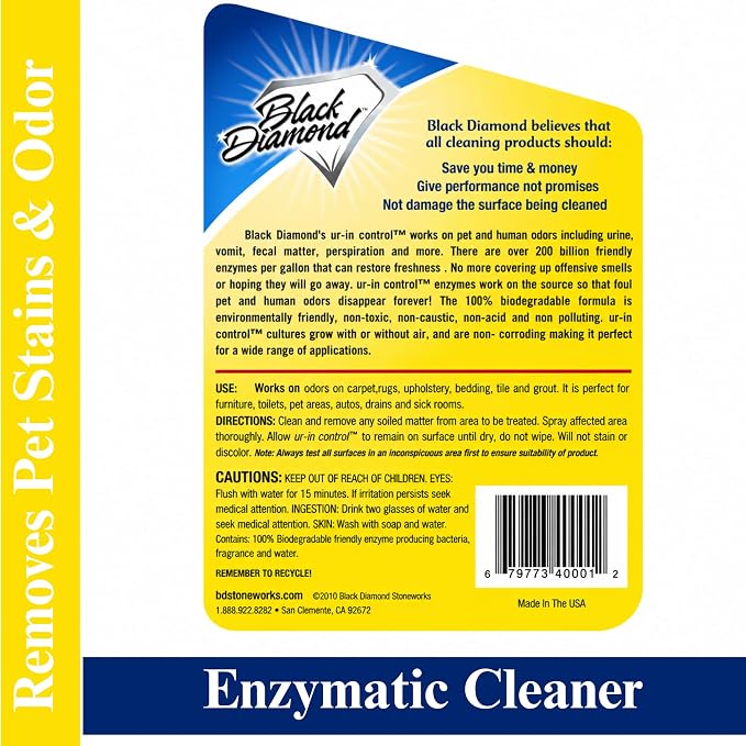Black Diamond Stoneworks Eliminates Urine Odors – Controls Cat, Dog, Pet & Human Smells from Carpet, Furniture, Mattresses, Grout and Pet Bedding & Concrete. Biodegradable Enzymes 32 Oz. Spray