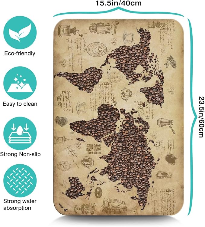 Fun Coffee Mat 23inx15in,Coffee Bar Mat for Countertops,Absorbent Hide Stain Anti-Slip Coffee Bar Accessories Fit Under Coffee Machine Mat,dish Drying Mats for Kitchen