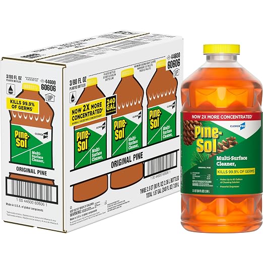 CloroxPro Pine-Sol Multi-Surface Cleaner, Clorox All Purpose Cleaner, Tackles Allergens, Odor, Dirt, Grime and Grease, Original Pine, 80 fl. oz., Pack of 3