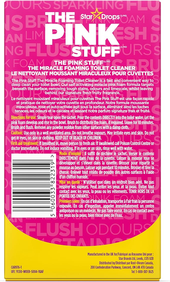 Stardrops - The Pink Stuff - The Miracle Power Foaming Toilet Cleaner - 2 Treatments - Self Activating Pink Foam Pack of 1 (7 Ounce)