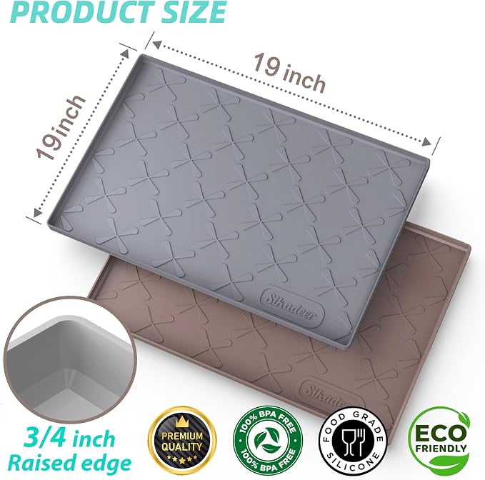 SIKADEER 19" x 19" Under Sink Mat Waterproof, Silicone Mat Kitchen Drawer Shelf and Cabinet Liner, Sink Protector for Kitchen Organizers and Storage, Boot Tray Pet Food Mats