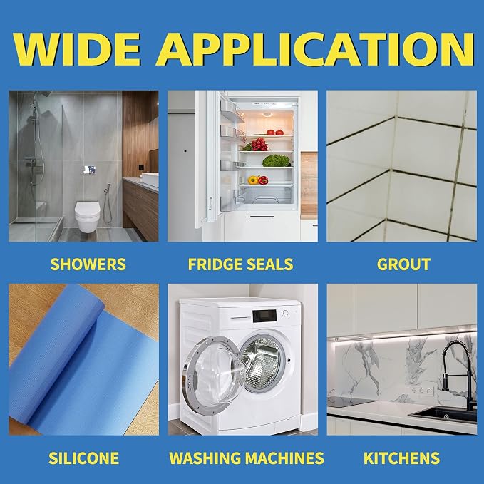 Home Stain Remover Gel, Heavy Duty Stain Cleaner, Deep Clean for Front Loader Washing Machine Seal, Refrigerator Strips, Rubber Gasket, Bathroom Grout, Tile, Shower, Caulk - 8 fl oz