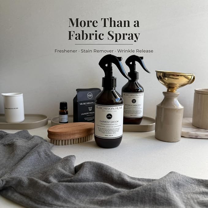 Murchison-Hume Garment Groom Fabric Spray & Stain Remover | Natural Dry-Cleaning Alternative | Odor Eliminator + Wrinkle Release | Refreshes Clothes Between Wears | Rosewood Leaf & Lavender|