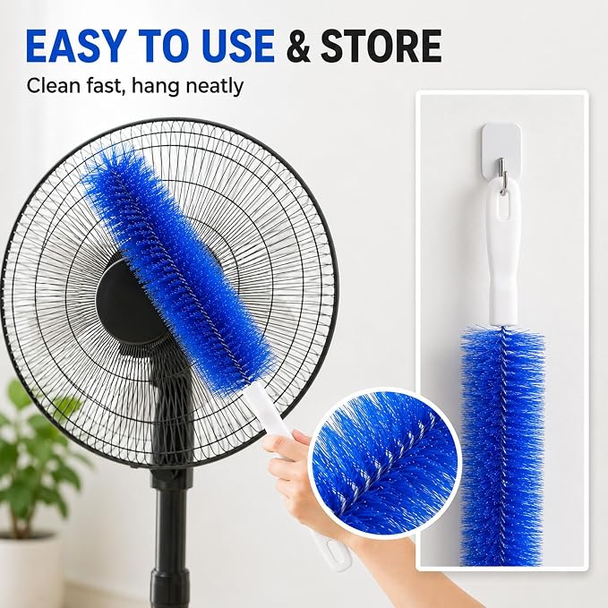Fan Cleaning Brush, Bendable Microfiber Duster, Washable Reusable Fan Brush Cleaner for Fan Blades, Vents, Screens & Narrow Gaps (3, Gray)