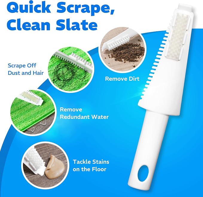 4 Pack Reusable Microfiber Mop Pads, Compatible with Swiffer Sweeper, Machine Washable Cloths, Scraper Included, Refills for All Floor Cleaning, Hook and Loop, Wet Dry - 10"- 12"