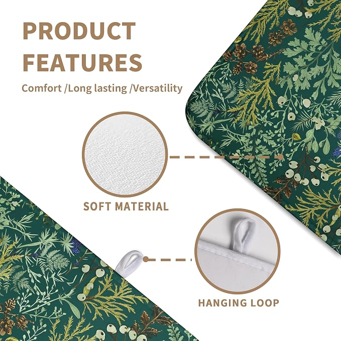 Dark Green Plant Dish Drying Mat for Kitchen Counter Vintage Botanical Floral Leaf Dishes Drying Mat Absorbent Microfiber Dish Draining Pad Washable Large Dish Drainer Rack Mats 18x24 Inch