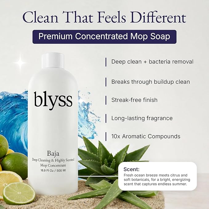 Mop Soap Baja, Floor Cleaner for Mopping, Luxury Scented Mop Soap, LVP Vinyl Laminate and Hardwood Floor Cleaner Solution, Plant Powered Floor Cleaner