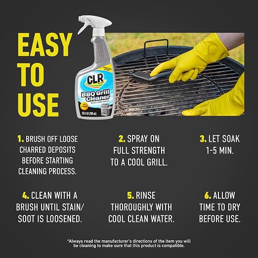 CLR Brands Grill Cleaner and Degreaser Spray, 26 oz. Bottle, BBQ Cleaner Removes Burnt Food, Grease and Grime from Grates and Racks, Pellet and Electric Smokers