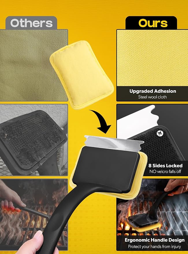 MEKER 4 PCS Grill Replacement Head, Yellow (NO Grill Brush)