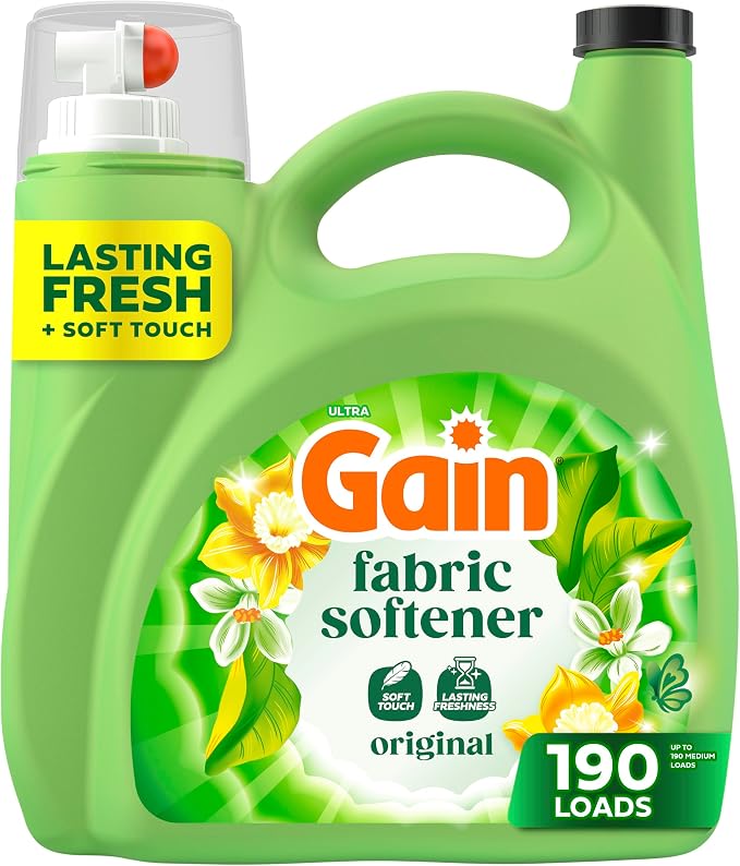Gain, Liquid Laundry Fabric Softener, Laundry Conditioner, Long Lasting Scent, Softens, Freshness, Helps with Static & Wrinkles, Original Scent, 140 fl oz (Packaging May Vary)