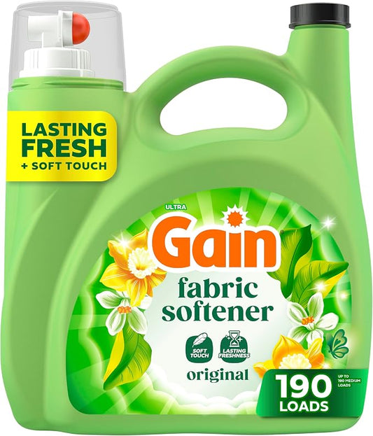 Gain, Liquid Laundry Fabric Softener, Laundry Conditioner, Long Lasting Scent, Softens, Freshness, Helps with Static & Wrinkles, Original Scent, 140 fl oz (Packaging May Vary)