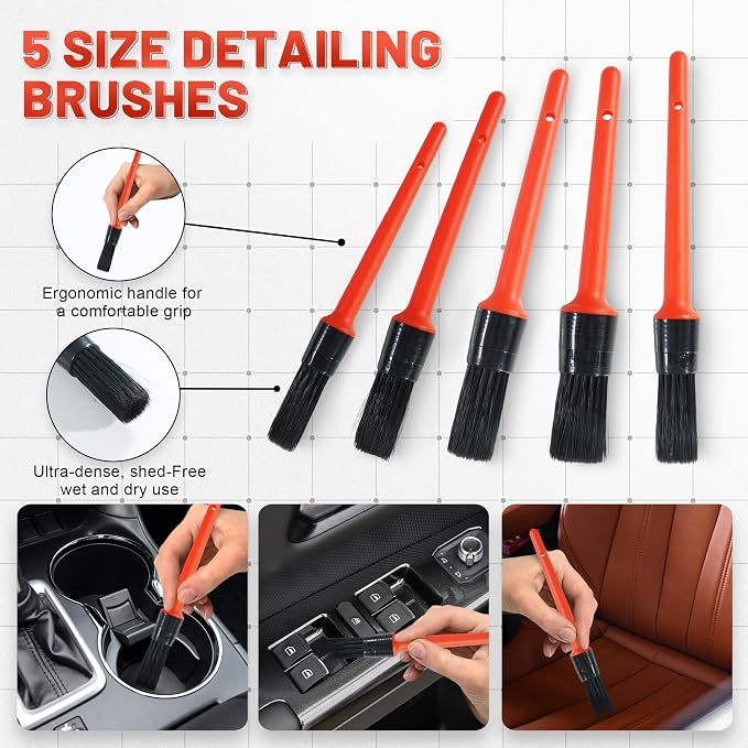 10Pcs Interior Detailing Brush Set | Car Vent & Dashboard Cleaner Kit, Microfiber Towel, Storage Bag