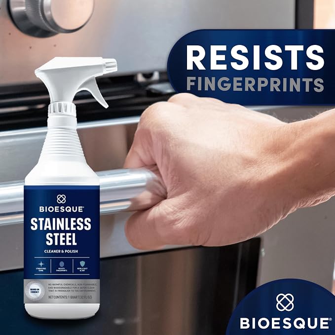 Bioesque Stainless Steel Cleaner & Polish, Heavy Duty, Non-Abrasive, 32 Fl Oz (Pack of 1)