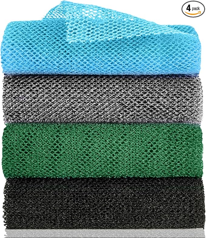 African Exfoliating Net, African Net Sponge, Nylon African Bathing Sponge Net, African Net Long Net Bath Sponge Shower Body Scrubber Back Scrubber Skin Smoother ((Black,White,Blue,Emerald Green))