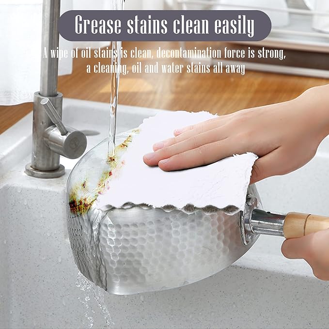 Sunny zzzZZ 24 Pack Kitchen Dishcloths - Does Not Shed Fluff - Reusable Dish Towels, Dish Cloths, Super Absorbent Coral Fleece Cleaning Cloths, Nonstick Oil Washable Fast Drying, 10 x 10 Inch (White)