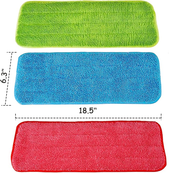 Microfiber Replacement Mop Pads, 18" x 6" Wet & Dry Home & Commercial Cleaning Refills, Colorful Reusable Floor Mop Pads, Washable Floor Cleaning Pads, 6 Pack | 6 Pack Microfiber Replacement Mop Pads, 18" x 6" Cleaning Refills, Colorful Reusable Floor ...