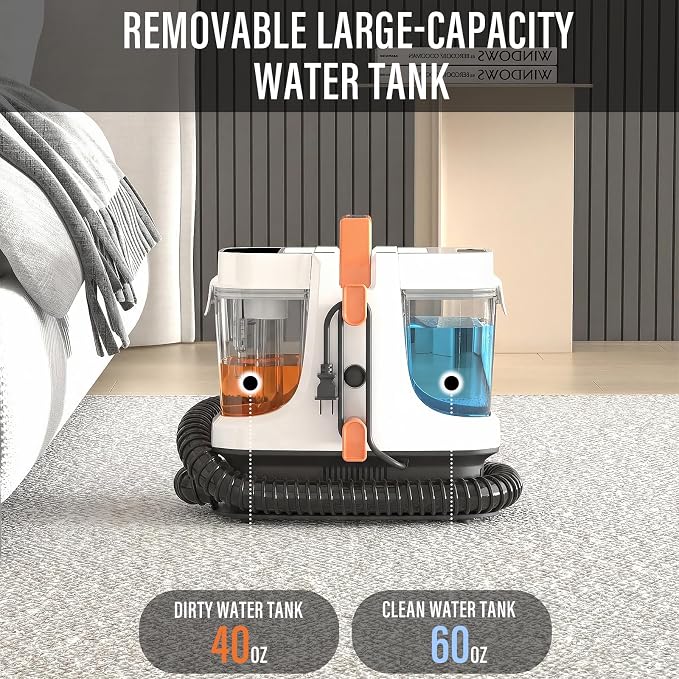 Starrybot Upholstery Cleaner Machine, 18Kpa Pet Stain Extractor | Portable spot cleaner for carpets, sofas, car interiors, and pet stains with strong 18Kpa suction power.