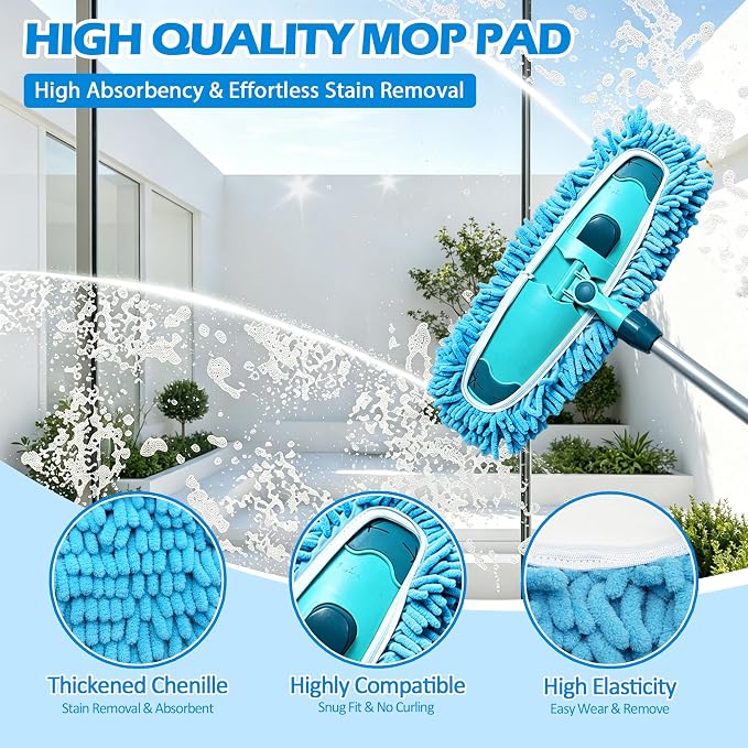 4PCS 13''~16'' Microfiber Dust Mop Pads Compatible with Leifheit 55210 | Reusable Mop Refills,Replacent Wet Mopping Pad & Washable Dry Sweeping Cloths for Hardwood Floor/Tile/Marble Cleaning