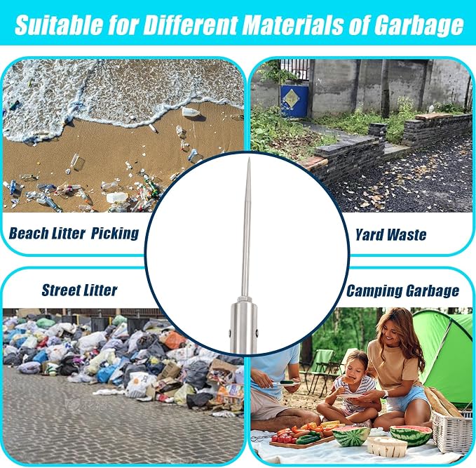 Trash Pickup Tool,47Inch Trash Picker Upper Grabber High-Duty Stainless Steels Tip Lightweight & Reinforcement Garbage Debris Nabber Litter Picker Grabber Durability Reacher Yard Stick (47in)