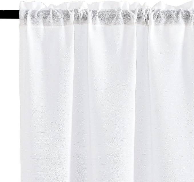 jinchan Lien Tier Curtains and Valances, 26x24, 3 Panels, Beige White | Light filtering, rod pocket, cafe curtains, farmhouse, machine washable, small window decor, bathroom, laundry room, RV