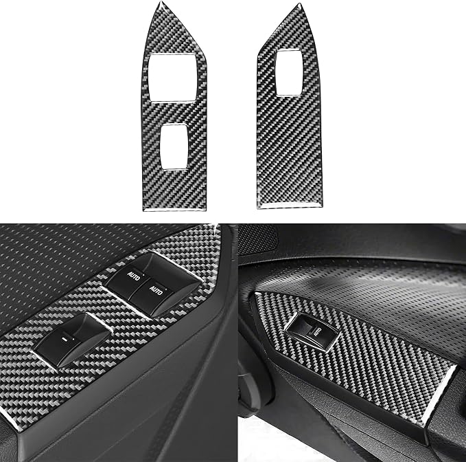 Real Carbon Fiber Trim for Ford Mustang GT Shelby Accessories | for 2005 2006 2007 2008 2009，Window Lift Switch Panel Cover，Thick Overlay Sticker Decal