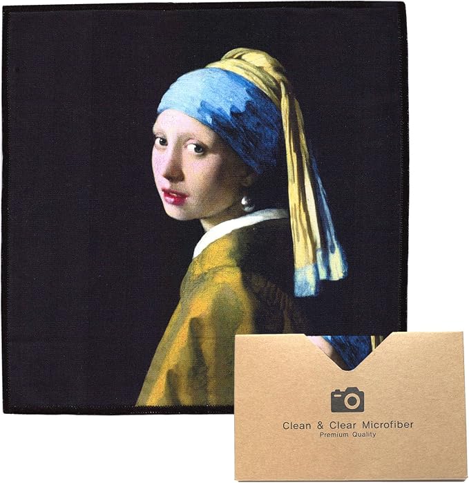 Large [5 Pack] Classic Art (Girl with a Pearl Earring) - Ultra Premium Quality Microfiber Cleaning Cloths (Best for Camera Lens, Glasses, Screens, and All Lens.), Microfiber Cloth