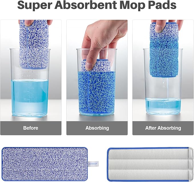 JOYMOOP Replacement Mop Pads for Flat Mop Bucket System, Microfiber, 13-Inch, Pack of 4, Slate Blue